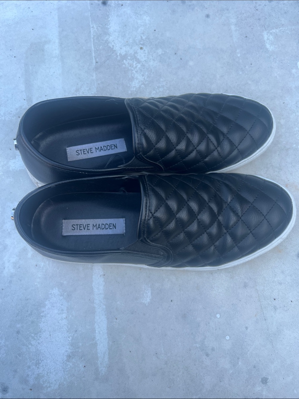 Steve Madden Black Quilted Slip-On Loafers